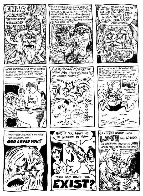 1 Jon Wilcock 2 Steve Whitaker 3 Andrew Herbertson4 Andy Roberts 5 Bob Moulder 6 D'isreali7 Donald Rooum 8 Peter Rigg 9 mooncat | All artwork &copy; individual artists. Not to be reproduced without permission